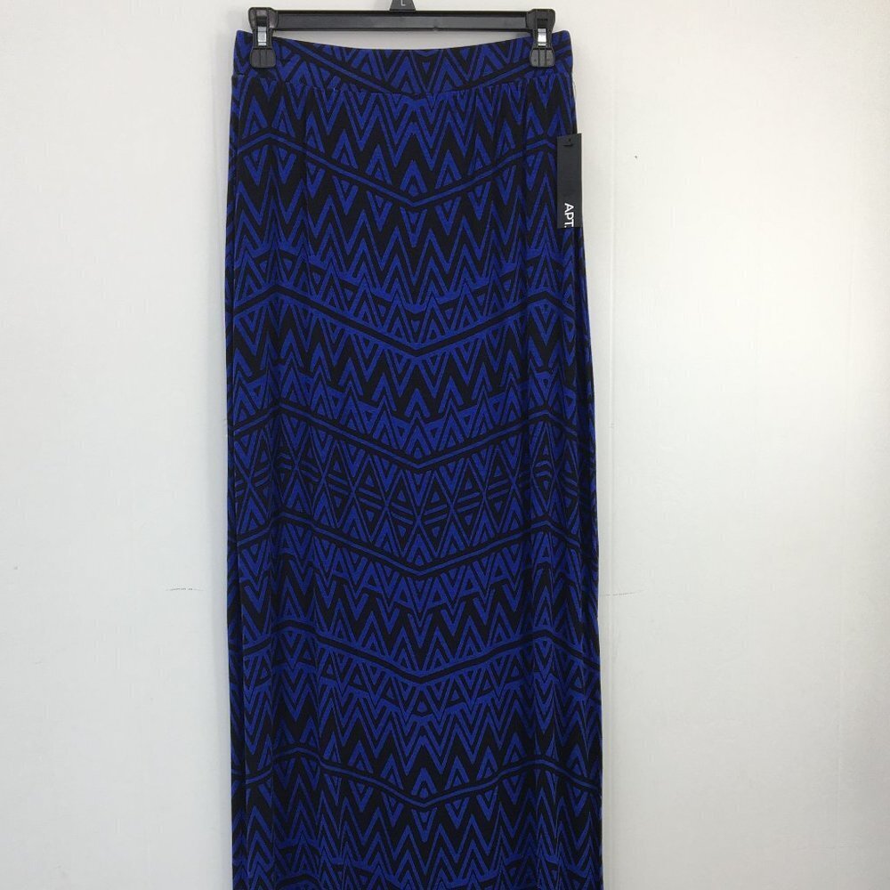 Apt. 9 Blue and Black Chevron Abstract Pattern Maxi Skirt Size XS NEW With Tags